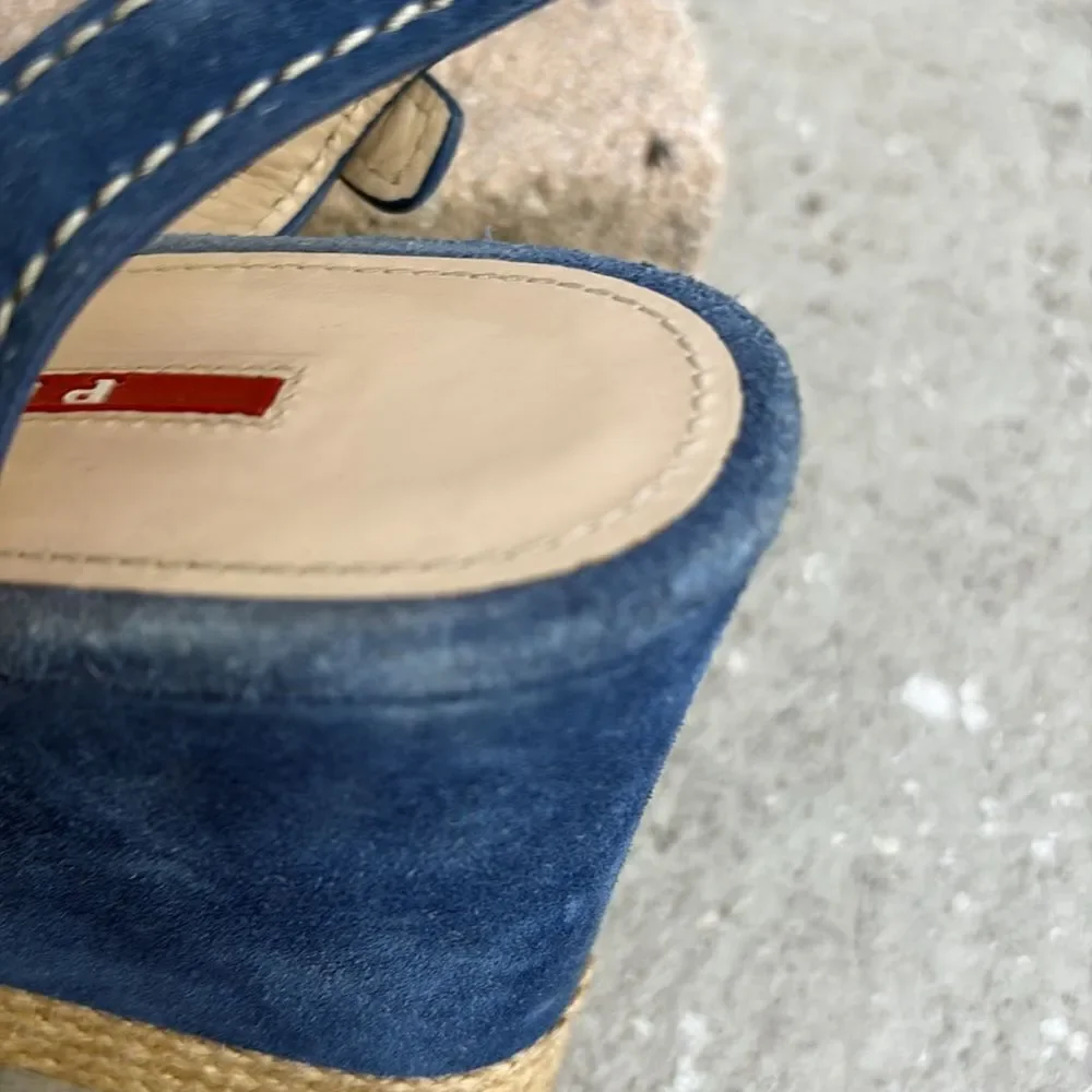 Prada suede and rope wedges